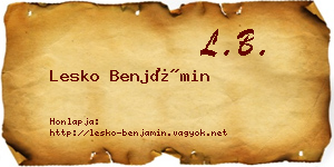 Lesko Benjámin névjegykártya
